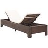 vidaXL Sunbed with Cushion Brown Poly Rattan
