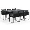 vidaXL 7 Piece Garden Dining Set Black