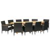 vidaXL 11 Piece Garden Dining Set with Cushions Black