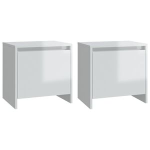 vidaXL Bedside Cabinets 2 pcs High Gloss White 45x34x44.5 cm Engineered Wood