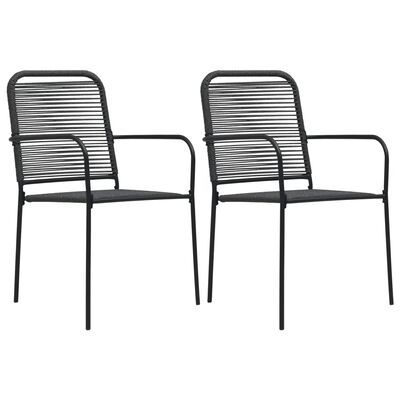 vidaXL Garden Chairs 2 pcs Cotton Rope and Steel Black