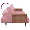 vidaXL Sofa Bed with Cup Holders Pink Velvet