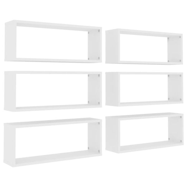 vidaXL Wall Cube Shelf 6 pcs White 60x15x23 cm Engineered Wood