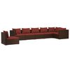 vidaXL 7 Piece Garden Lounge Set with Cushions Poly Rattan Brown