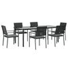 vidaXL 7 Piece Garden Dining Set with Cushions Poly Rattan and Steel