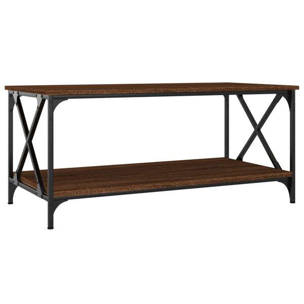 vidaXL Coffee Table Brown Oak 100x50x45 cm Engineered Wood and Iron