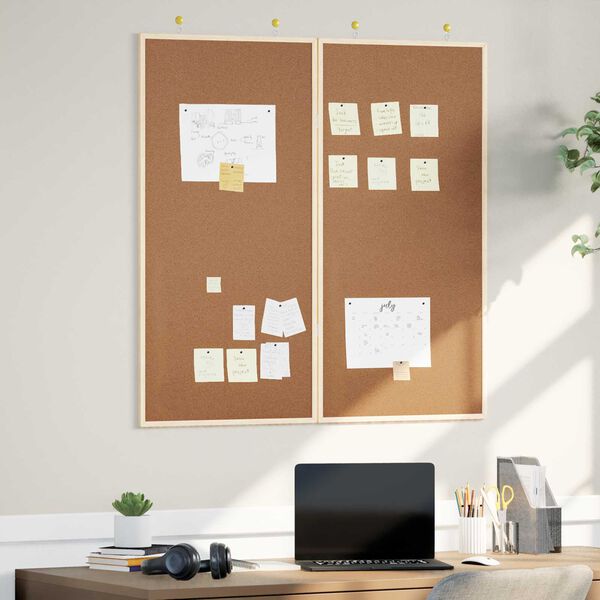 vidaXL Bulletin Board Folding Brown 100 x 100 x 1.4 cm Solid pine wood