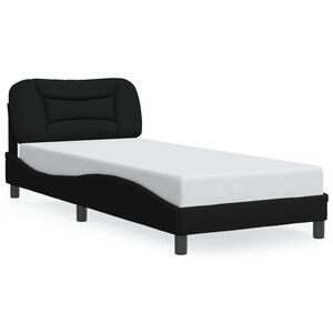 vidaXL Bed Frame with LED without Mattress "Hvar" Black 90x190 cm Fabric