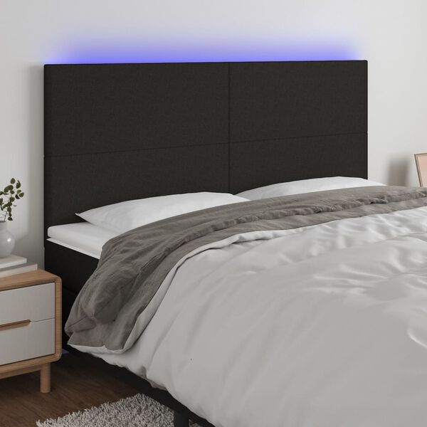 vidaXL LED Headboard Black 200 cm Fabric