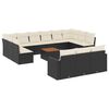 vidaXL 14 Piece Garden Sofa Set with Cushions Black Poly Rattan