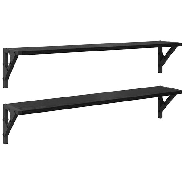 vidaXL Wall Shelves 2 pcs Black Oak 80 x 15 x 15.5 cm Engineered Wood