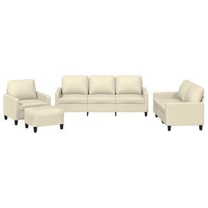 vidaXL 4 Piece Sofa Set with Cushions Cream Faux Leather
