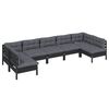 vidaXL 7 Piece Garden Lounge Set with Cushions Black Solid Pinewood