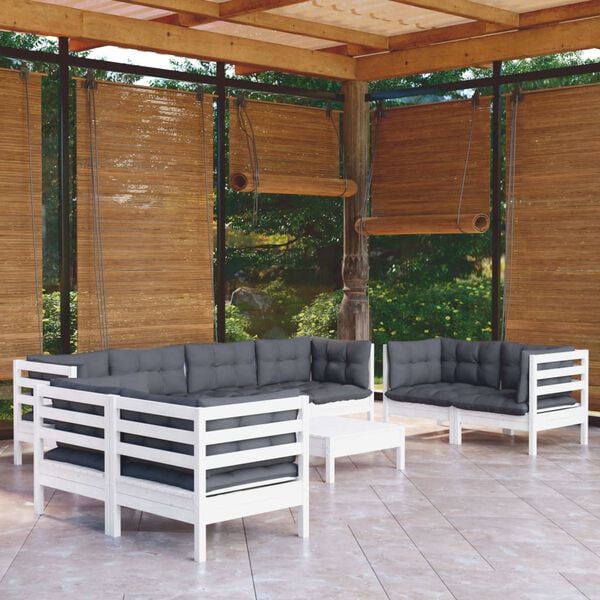 vidaXL 9 Piece Garden Lounge Set with Cushions Solid Pinewood