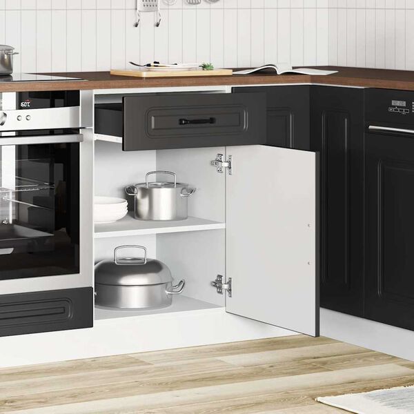 vidaXL Kitchen Base Cabinet Kalmar Black Engineered Wood