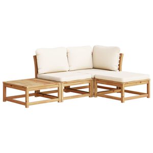 vidaXL 4 Piece Garden Lounge Set with Cushions Solid Wood Acacia