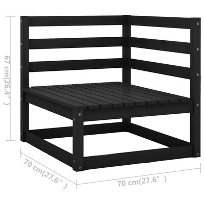 vidaXL 10 Piece Garden Lounge Set with Cushions Black Solid Wood Pine
