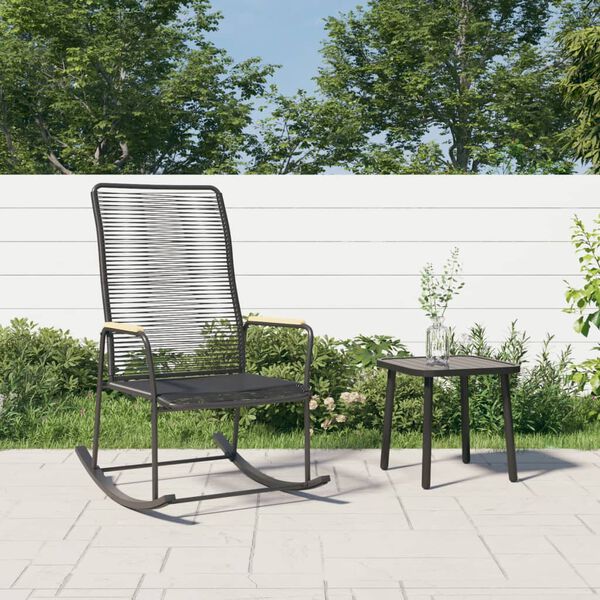 vidaXL Garden Rocking Chair Black 59x79.5x104 cm PVC Rattan