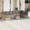 vidaXL 11 Piece Garden Sofa Set with Cushions Beige Poly Rattan
