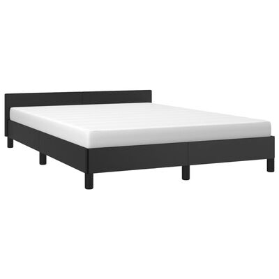 vidaXL Bed Frame with Headboard Black 153x203 cm Queen Faux Leather