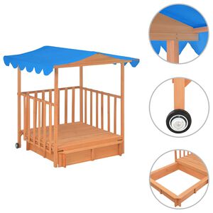 vidaXL Playhouse With Sandbox | Natural with blue roof | Fir wood | Medium