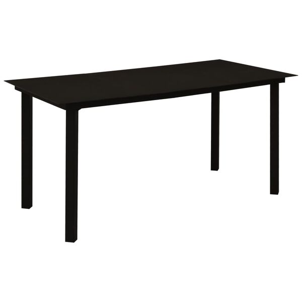 vidaXL Garden Dining Table Black 150x80x74 cm Steel and Glass