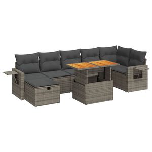 vidaXL 5 Piece Garden Sofa Set with Cushions Grey Poly Rattan Acacia