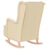 vidaXL Armchair with Solid Rubber Wood Rocking Legs Cream Fabric