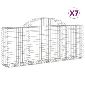 vidaXL Arched Gabion Baskets 7 pcs 200x30x80/100 cm Galvanised Iron