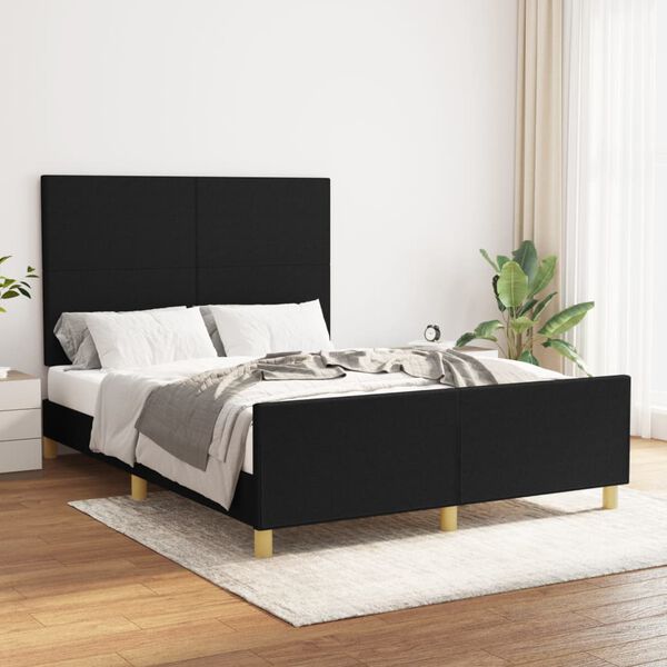 vidaXL Bed Frame without Mattress Black 137x187 cm Double Fabric