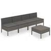 vidaXL 5 Piece Garden Lounge Set with Cushions Poly Rattan Grey