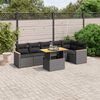 vidaXL 7 Piece Garden Sofa Set with Cushions Black Poly Rattan