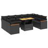 vidaXL 10 Piece Garden Sofa Set with Cushions Black Poly Rattan