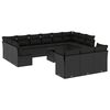 vidaXL 14 Piece Garden Sofa Set with Cushions Black Poly Rattan
