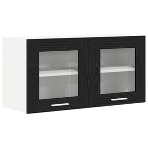 vidaXL Hanging Cabinet with Door Black Oak and White 80 x 31 x 40 cm