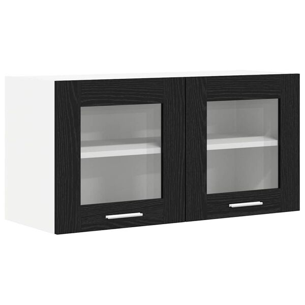 vidaXL Hanging Cabinet Riga Black Oak and White 80 x 31 x 40 cm