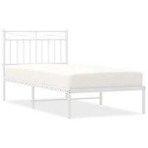 vidaXL Metal Bed Frame without Mattress with Headboard White 90x190cm