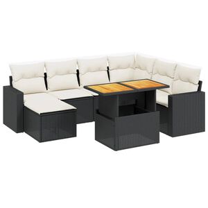 vidaXL 8 Piece Garden Sofa Set with Cushions Black Poly Rattan