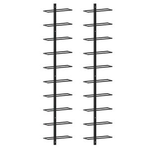 vidaXL Wall-mounted Wine Racks for 20 Bottles 2 pcs Black Metal