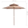 vidaXL Double Decker Garden Parasol with Wooden Pole 270 cm Taupe