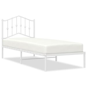 vidaXL Metal Bed Frame without Mattress with Headboard White 90x190cm