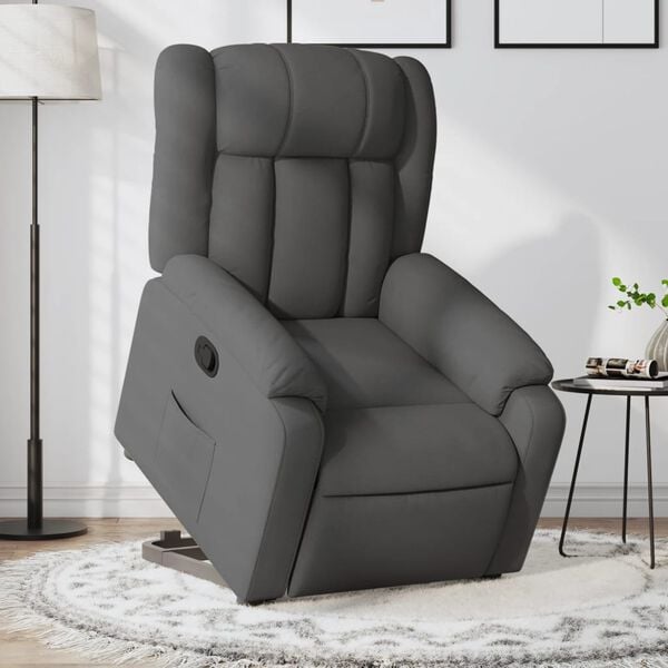 vidaXL Stand up Massage Recliner Chair Dark Grey Fabric