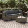 vidaXL 4 Piece Garden Lounge Set with Cushions Grey Poly Rattan