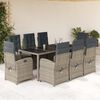 vidaXL 9 Piece Garden Dining Set with Cushions Grey Poly Rattan