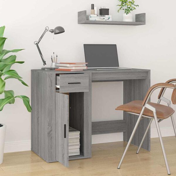 vidaXL Desk Grey Sonoma 100x49x75 cm Engineered Wood
