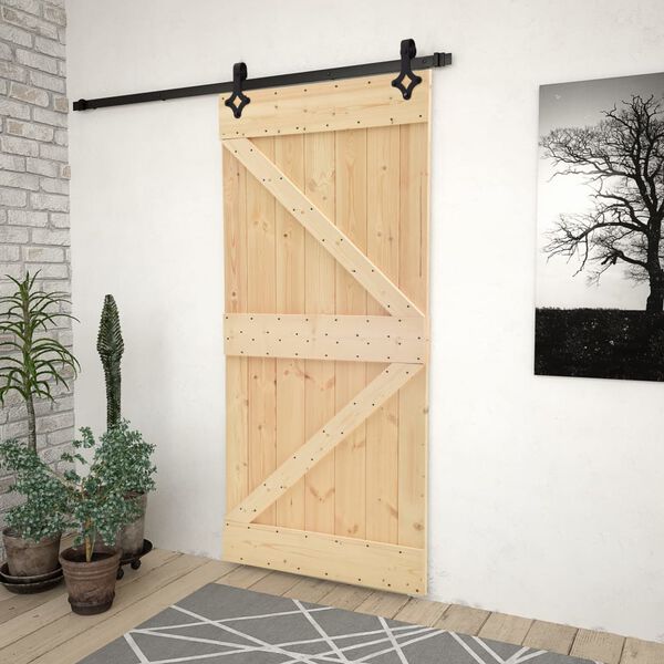 vidaXL Sliding Door with Hardware Set 90x210 cm Solid Pine Wood