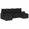 vidaXL Sofa Set 6 pcs Black Poly Rattan