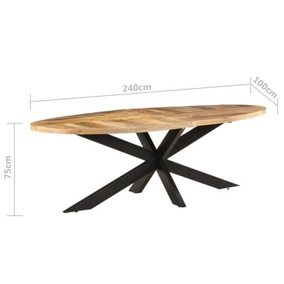 vidaXL Dining Table 240x100x75 cm Rough Mango Wood