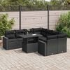 vidaXL 9 Piece Garden Sofa Set with Cushions Black Poly Rattan
