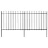 vidaXL Garden Fence with Spear Top Steel 359x150 cm Black